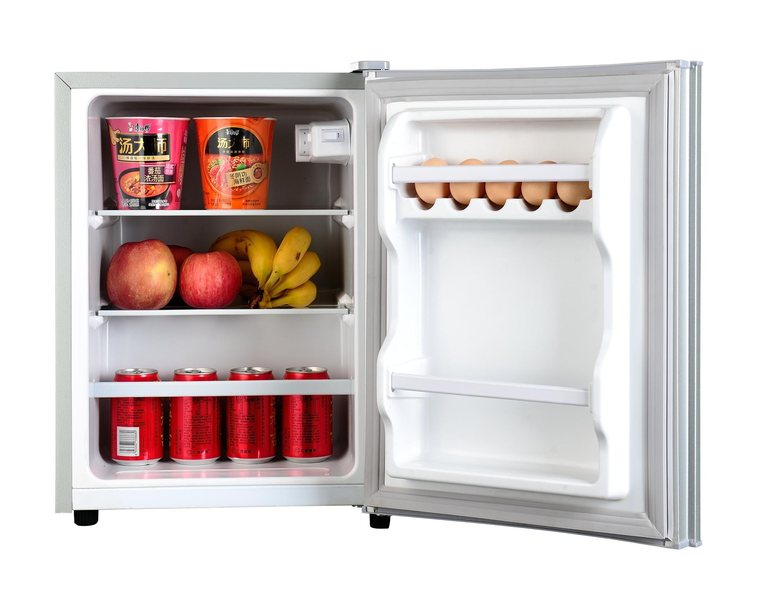 Minibar interior — shelves and door trays